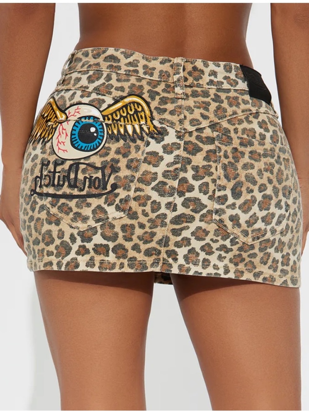Von dutch leopard patchwork skirt